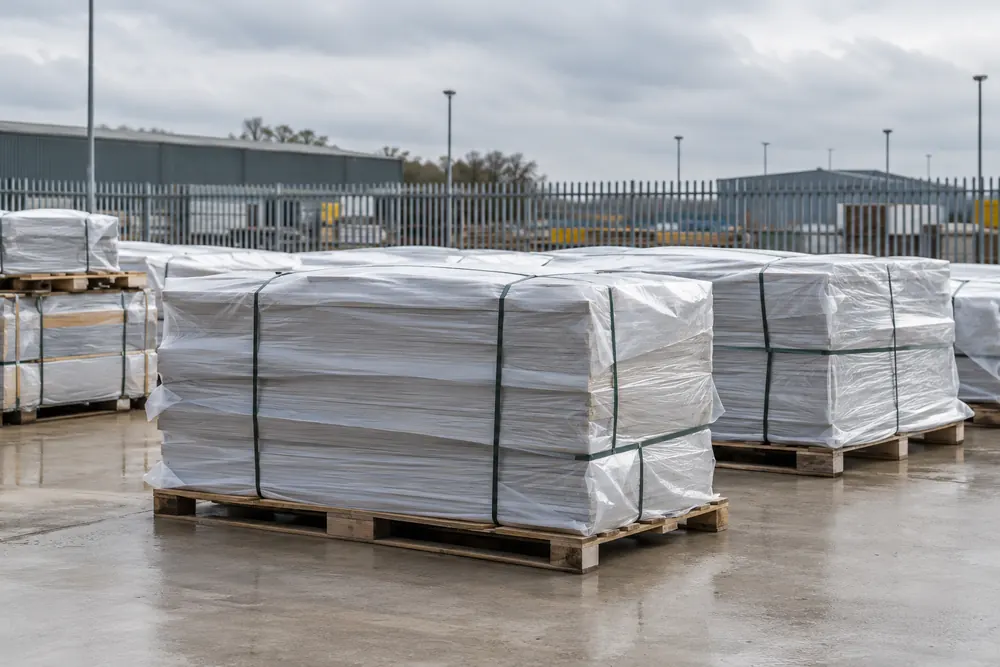 Sealed wrapped waste packages in a controlled industrial compound